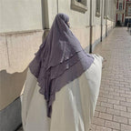 Khimar long en mousseline de soie à 3 couches, 15 options de couleurs pour femmes arabes