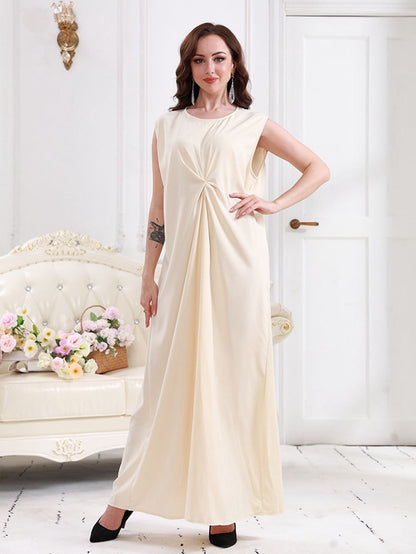 Robe Abaya sans manches en satin pour femme musulmane