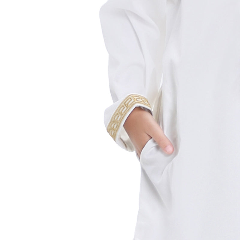 Ensemble de costume Thobe brodé pour garçon arabe musulman