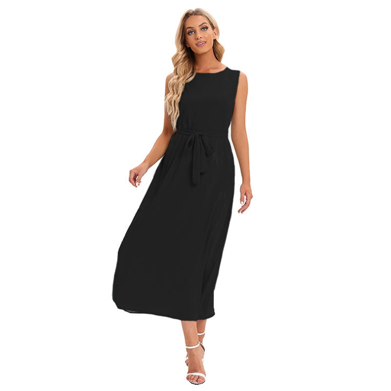 Abaya de couleur unie sous une robe sans manches pour femmes musulmanes