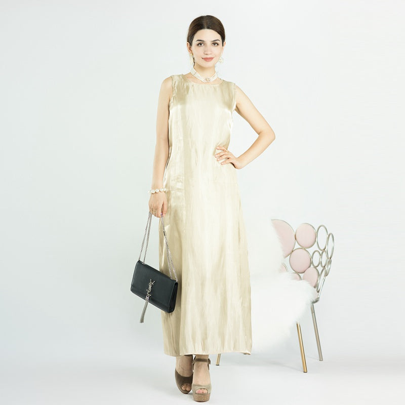 Ensemble 2 pièces pour l'Aïd, robe abaya ouverte en perles, avec abaya extérieure et robe intérieure sans manches