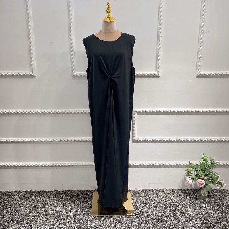 Robe Abaya sans manches en satin pour femme musulmane