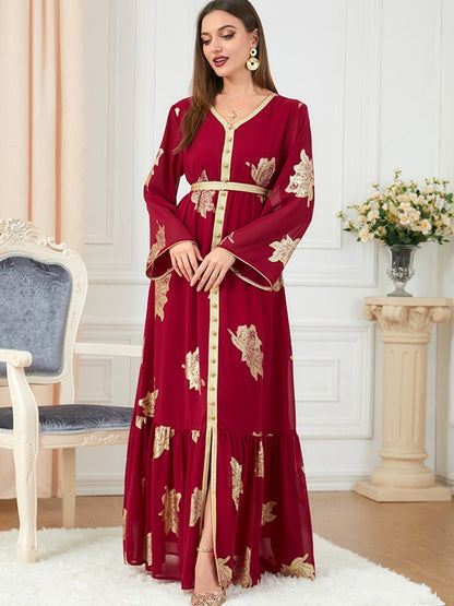 Eid Dress Middle East Arab Bronzing Chiffon Kaftan Dress Caftan