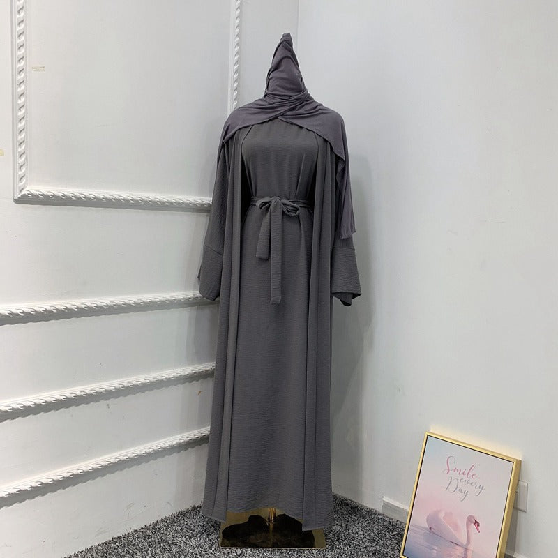 Ensemble 3 pièces pour femme arabe, robe abaya, sans abaya, robe intérieure et foulard