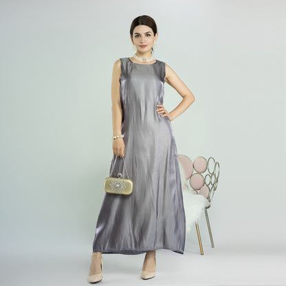 Eid 2 Pieces Set Beads Open Abaya Dress, With Outer Abaya And Inner Sleeveless Dress