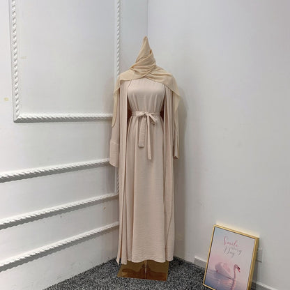Ensemble 3 pièces pour femme arabe, robe abaya, sans abaya, robe intérieure et foulard
