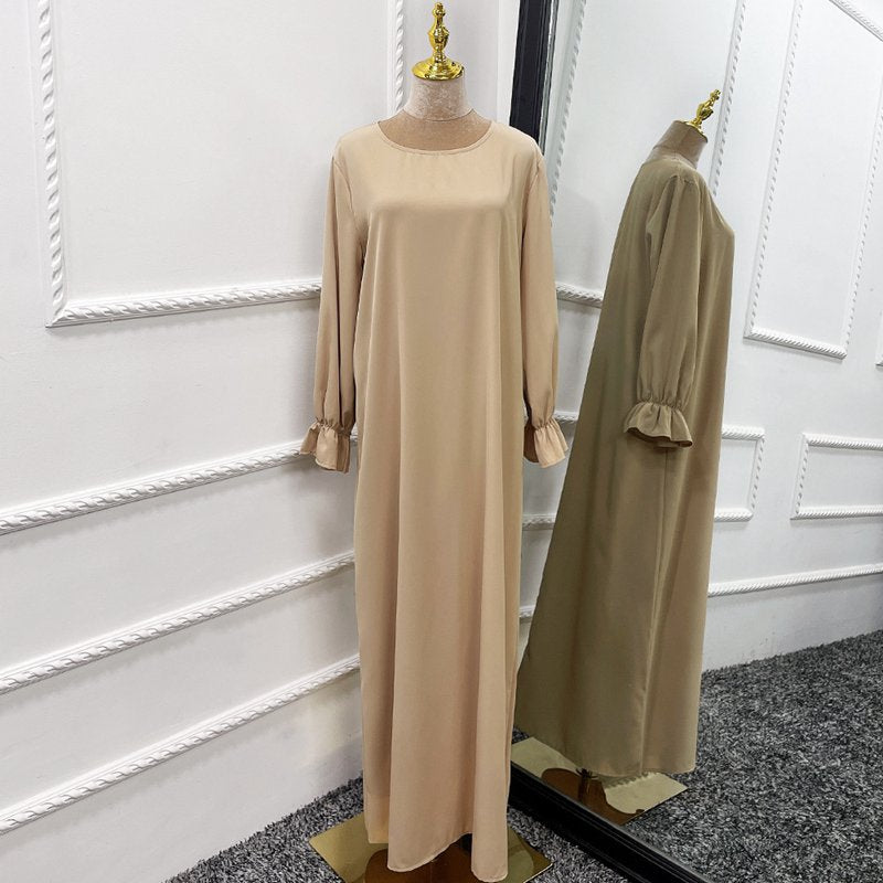 2 Pieces Set Jilbab Solid Color For Muslim Women Dress Middle East Dubai Turkish Clothing