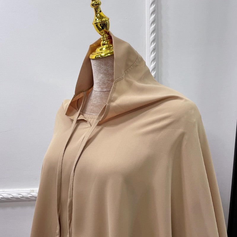 2 Pieces Set Jilbab Solid Color For Muslim Women Dress Middle East Dubai Turkish Clothing