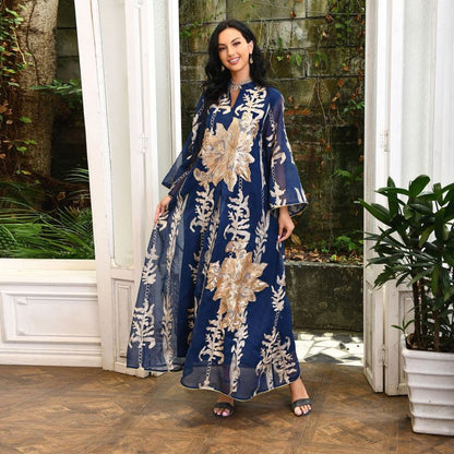 Caftan de luxe pour l'Aïd, robe caftan Jalabiya avec paillettes brodées