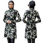 3 Pieces Set Floral Printed Islamic Burkini Bathing Suit Swimwear For Arab Muslim Women