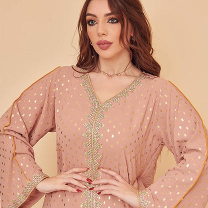 Robe de l'Aïd 11 couleurs au choix, style caftan de luxe bronzant pour femmes du Moyen-Orient, style turc et marocain