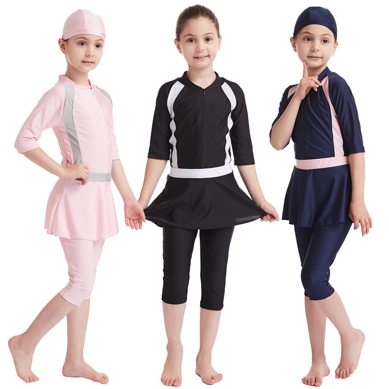 Maillot de bain burkini 3 pièces pour fille musulmane