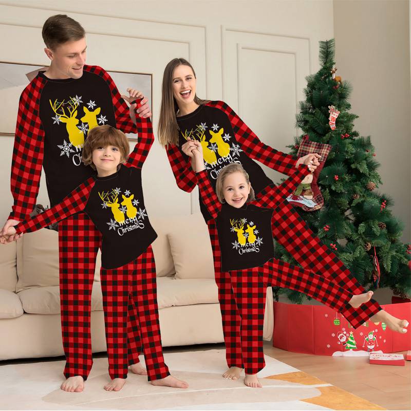 Printed Deer Matching Family Christmas Pajamas Sets Pjs