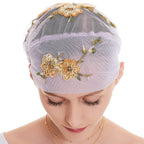 Mode Femmes Musulmanes Arabe Broderie Hijab Casquettes Chapeau Turban