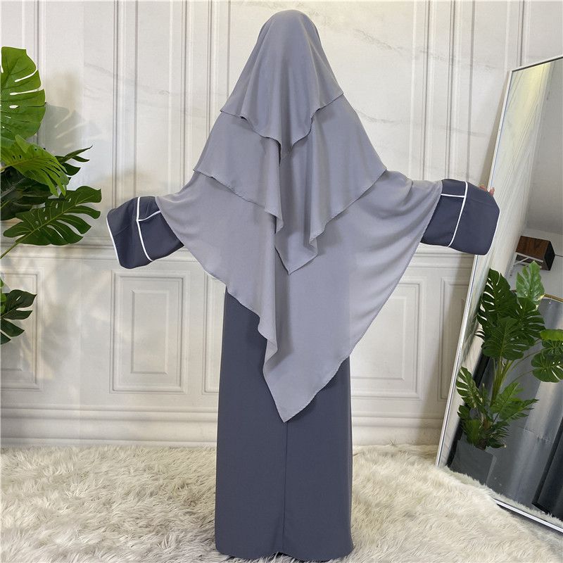 Khimar long en mousseline de soie à 3 couches, 15 options de couleurs pour femmes arabes