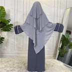 Khimar long en mousseline de soie à 3 couches, 15 options de couleurs pour femmes arabes