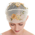 Mode Femmes Musulmanes Arabe Broderie Hijab Casquettes Chapeau Turban