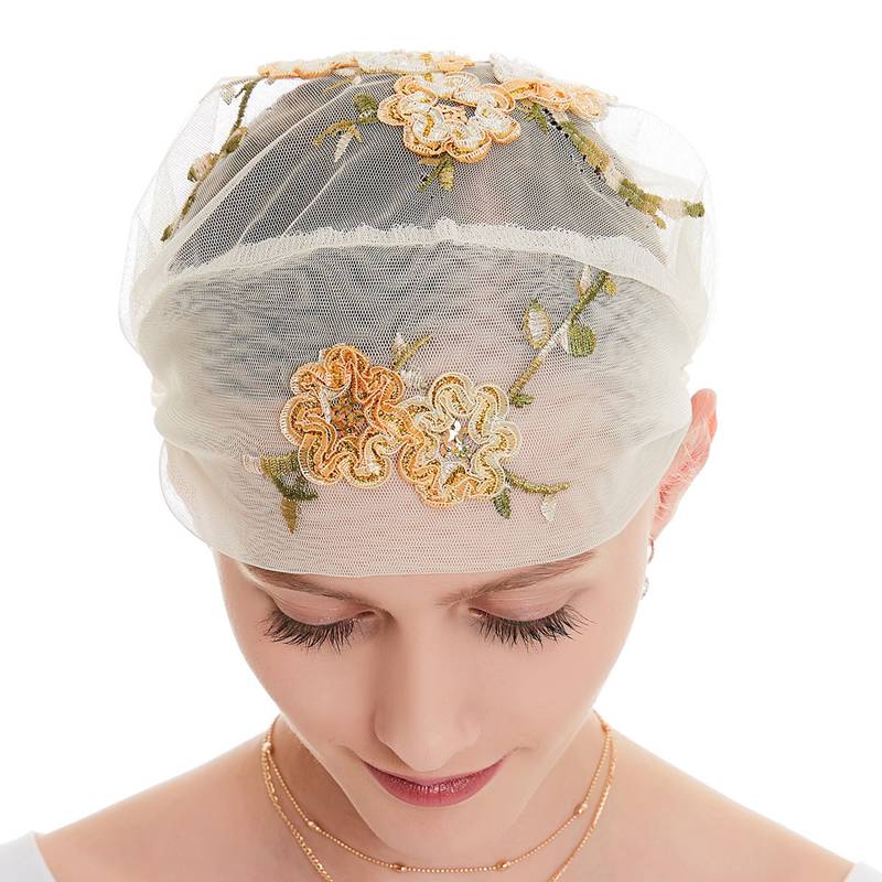 Mode Femmes Musulmanes Arabe Broderie Hijab Casquettes Chapeau Turban
