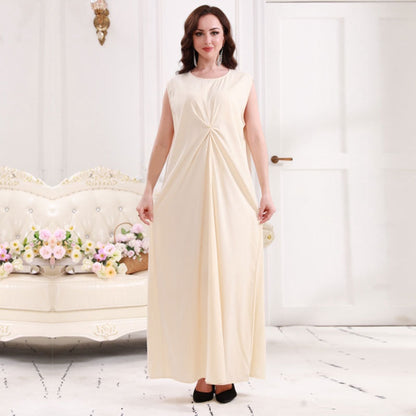 Robe Abaya sans manches en satin pour femme musulmane