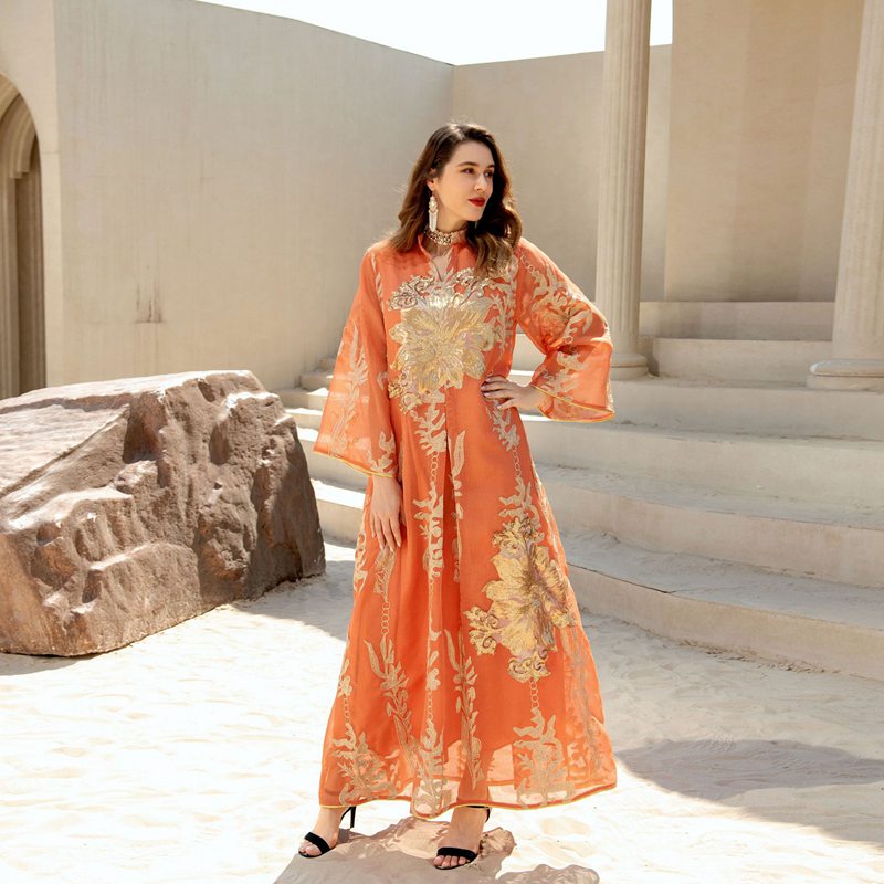 Caftan de luxe pour l'Aïd, robe caftan Jalabiya avec paillettes brodées