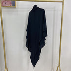 Muslim Women Cotton Blended Two Layers Long Khimar Overhead