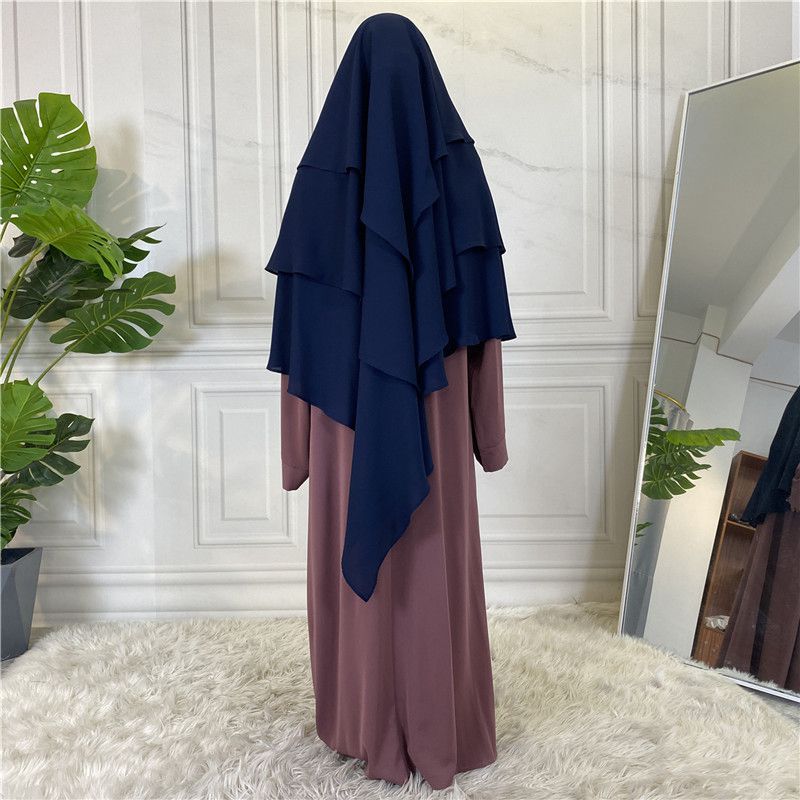 Khimar long en mousseline de soie à 3 couches, 15 options de couleurs pour femmes arabes