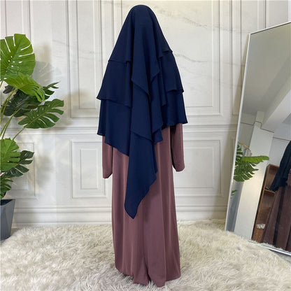 15 Color Options 3 Layer Chiffon Long Khimar For Arab Women