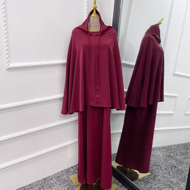 Ensemble 2 pièces Jilaba couleur unie pour femmes musulmanes, robe Moyen-Orient, Dubaï, vêtements turcs