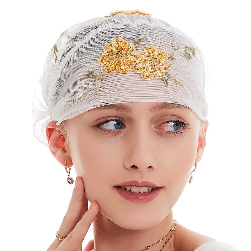 Mode Femmes Musulmanes Arabe Broderie Hijab Casquettes Chapeau Turban