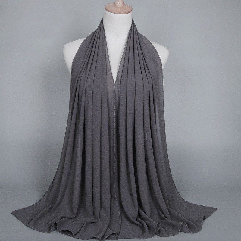 Foulard hijab en mousseline de soie pour femmes musulmanes, 35 options de couleurs