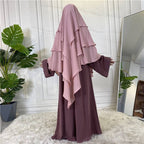 Khimar long en mousseline de soie à 3 couches, 15 options de couleurs pour femmes arabes