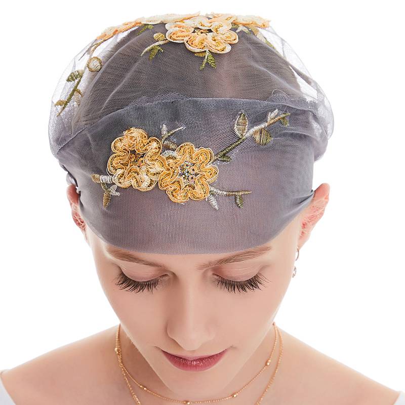 Mode Femmes Musulmanes Arabe Broderie Hijab Casquettes Chapeau Turban