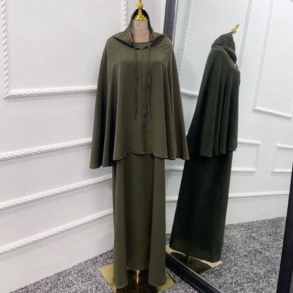 Ensemble 2 pièces Jilaba couleur unie pour femmes musulmanes, robe Moyen-Orient, Dubaï, vêtements turcs