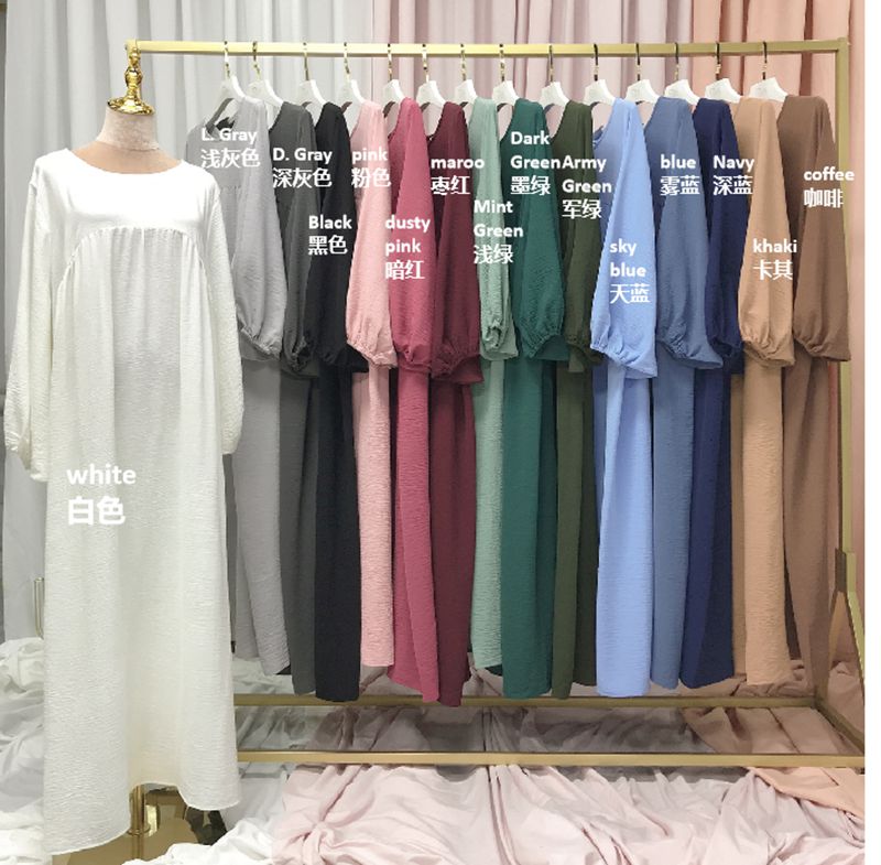 Robe Abaya froissée avec poche, 15 options de couleurs