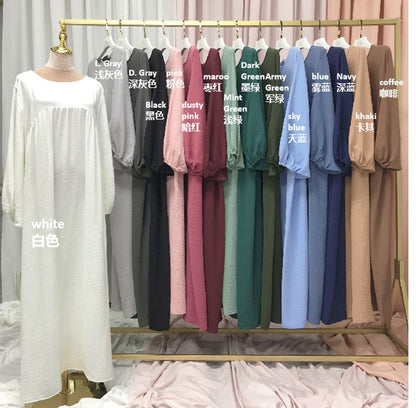 Robe Abaya froissée avec poche, 15 options de couleurs