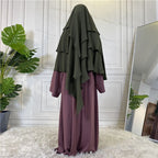 Khimar long en mousseline de soie à 3 couches, 15 options de couleurs pour femmes arabes