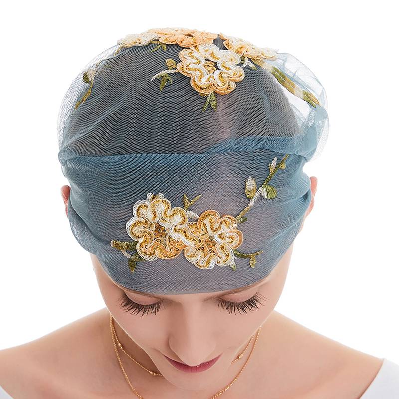 Mode Femmes Musulmanes Arabe Broderie Hijab Casquettes Chapeau Turban