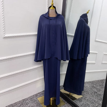 Ensemble 2 pièces Jilaba couleur unie pour femmes musulmanes, robe Moyen-Orient, Dubaï, vêtements turcs
