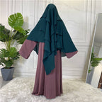 Khimar long en mousseline de soie à 3 couches, 15 options de couleurs pour femmes arabes