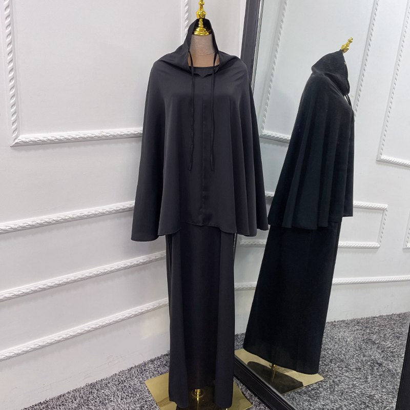 Ensemble 2 pièces Jilaba couleur unie pour femmes musulmanes, robe Moyen-Orient, Dubaï, vêtements turcs