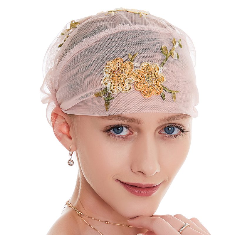 Mode Femmes Musulmanes Arabe Broderie Hijab Casquettes Chapeau Turban