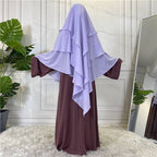 Khimar long en mousseline de soie à 3 couches, 15 options de couleurs pour femmes arabes