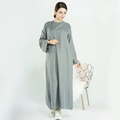 Robe Abaya ouverte en coton mélangé pour femmes musulmanes turques de Dubaï