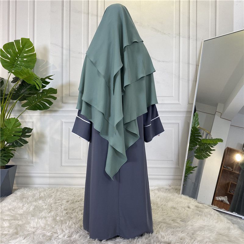 Khimar long en mousseline de soie à 3 couches, 15 options de couleurs pour femmes arabes