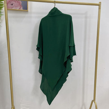Muslim Women Cotton Blended Two Layers Long Khimar Overhead