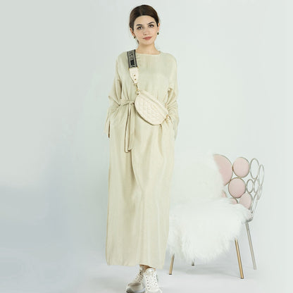Robe Abaya ouverte en coton mélangé pour femmes musulmanes turques de Dubaï