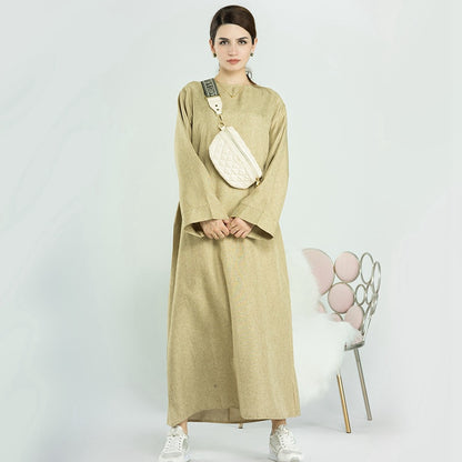 Robe Abaya ouverte en coton mélangé pour femmes musulmanes turques de Dubaï