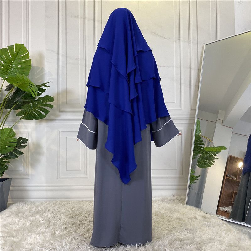 Khimar long en mousseline de soie à 3 couches, 15 options de couleurs pour femmes arabes