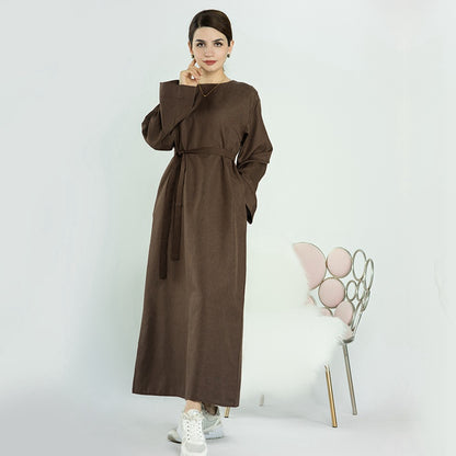 Robe Abaya ouverte en coton mélangé pour femmes musulmanes turques de Dubaï