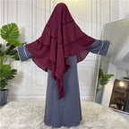 Khimar long en mousseline de soie à 3 couches, 15 options de couleurs pour femmes arabes